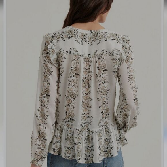 Lucky Brand floral peplum blouse size L - Picture 4 of 8